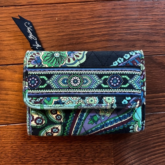 Vera Bradley Black and Blue Patterned Wallet - Picture 1 of 4